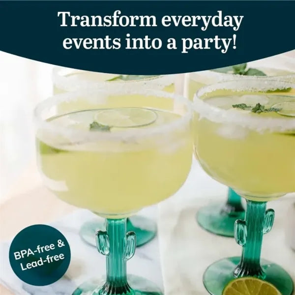 Durable Green Cactus Margarita Glasses