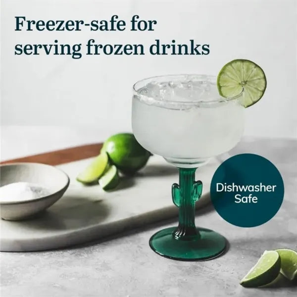 Durable Green Cactus Margarita Glasses