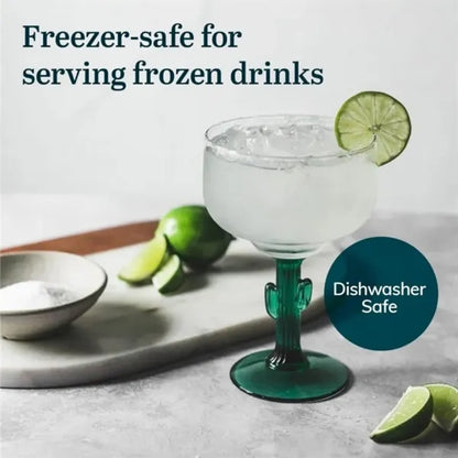 Durable Green Cactus Margarita Glasses