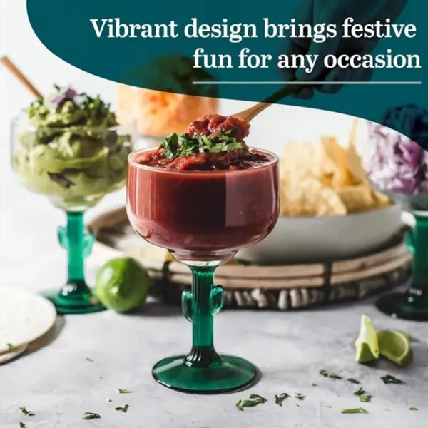Durable Green Cactus Margarita Glasses