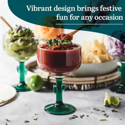 Durable Green Cactus Margarita Glasses