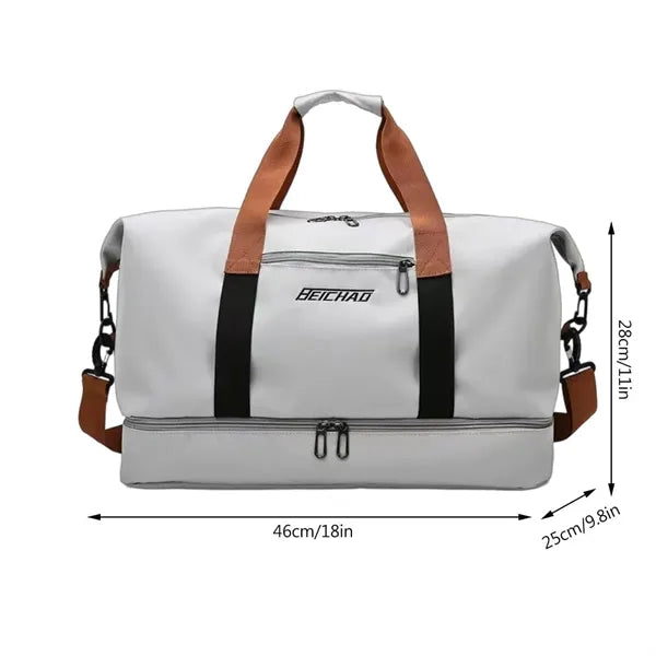 Waterproof Travel Gym Duffel Tote Bag with Shoe Compartment