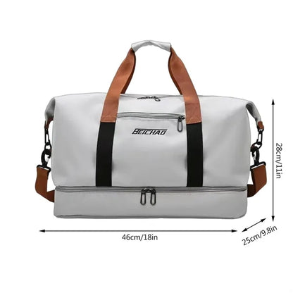 Waterproof Travel Gym Duffel Tote Bag with Shoe Compartment