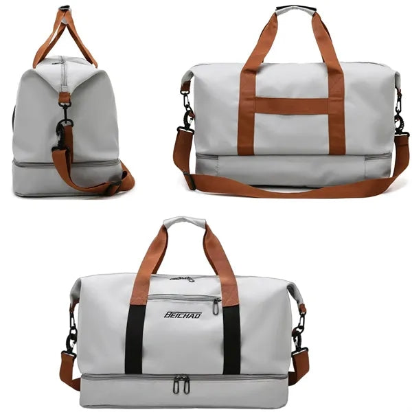 Waterproof Travel Gym Duffel Tote Bag with Shoe Compartment