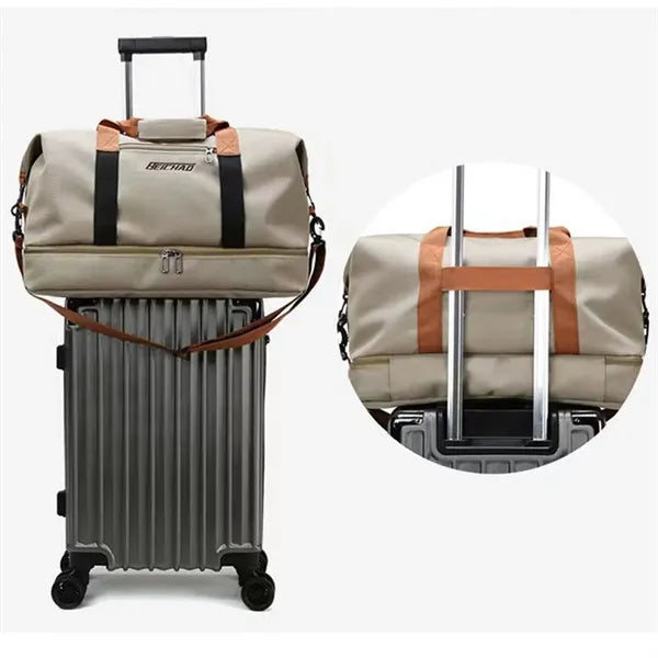 Waterproof Travel Gym Duffel Tote Bag with Shoe Compartment