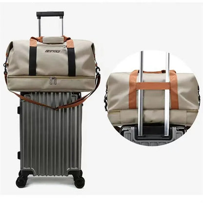 Waterproof Travel Gym Duffel Tote Bag with Shoe Compartment