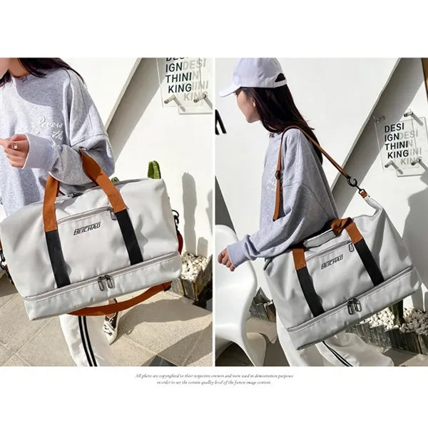 Waterproof Travel Gym Duffel Tote Bag with Shoe Compartment