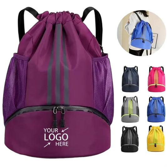 Waterproof Sports Drawstring Backpack with Shoe Compartment