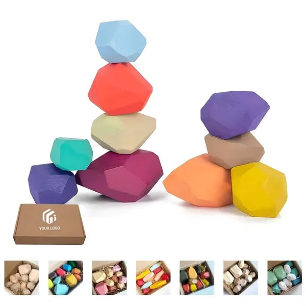 Toddler Montessori Toys Wooden Sorting Stacking Rocks Stones