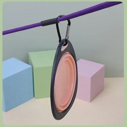 11OZ Collapsible Pet Bowl with Climbing Carabiner