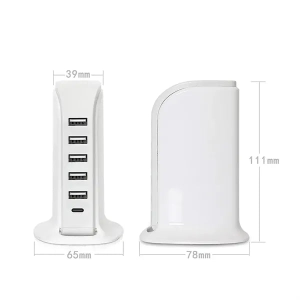 5-Port USB Charger Block with Type C