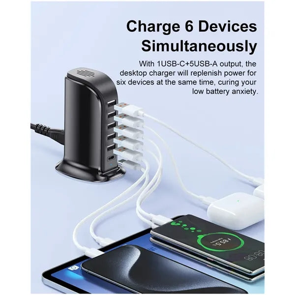 5-Port USB Charger Block with Type C