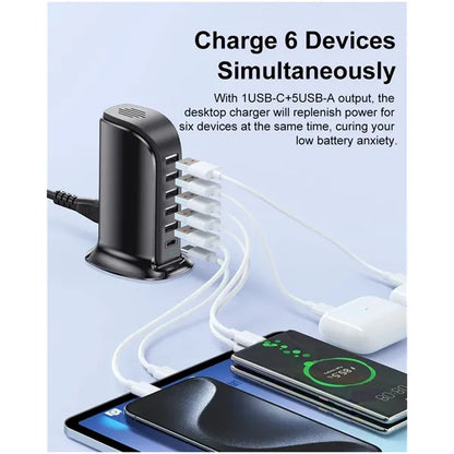 5-Port USB Charger Block with Type C