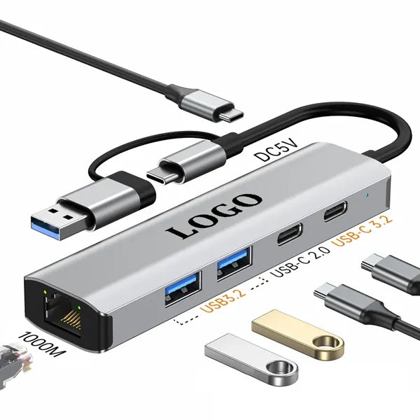 6-in-1 Aluminum Data Hub with Gigabit Ethernet and USB 3.2