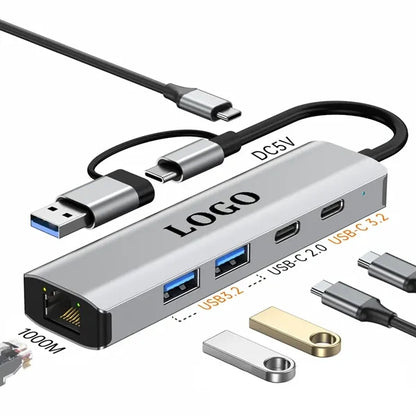 6-in-1 Aluminum Data Hub with Gigabit Ethernet and USB 3.2