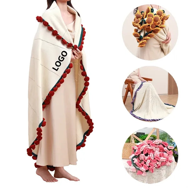 Round Crocheted Rose Bouquet Blanket