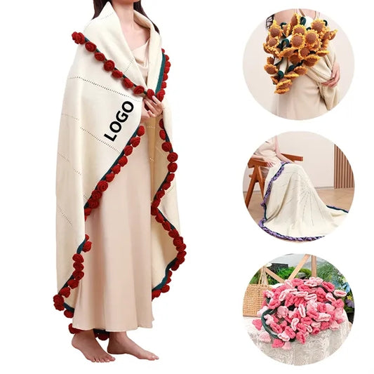 Round Crocheted Rose Bouquet Blanket