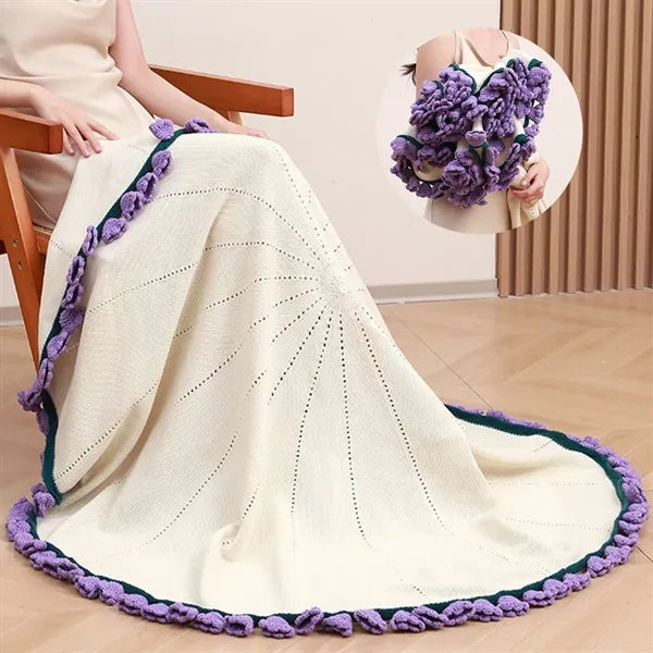Round Crocheted Rose Bouquet Blanket
