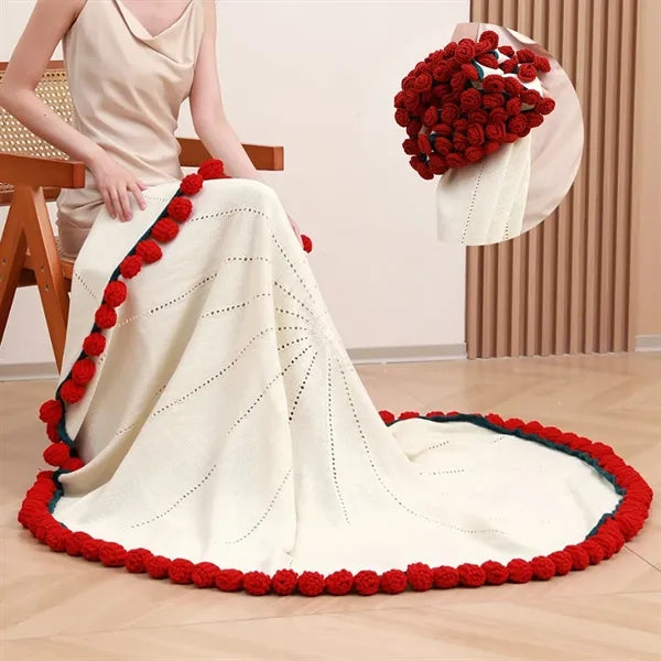 Round Crocheted Rose Bouquet Blanket