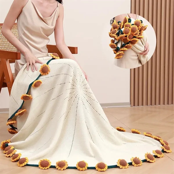 Round Crocheted Rose Bouquet Blanket