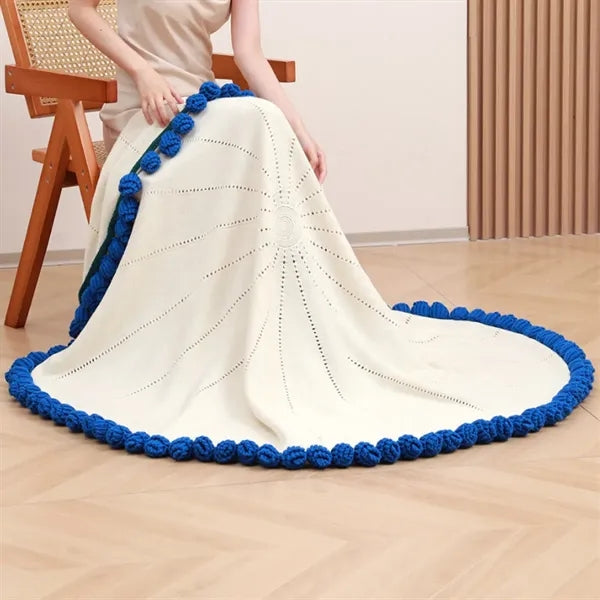 Round Crocheted Rose Bouquet Blanket