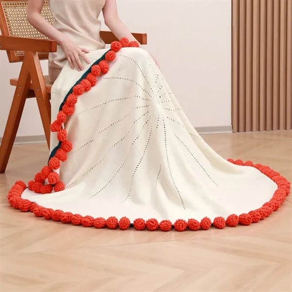 Round Crocheted Rose Bouquet Blanket