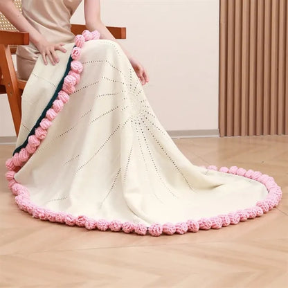 Round Crocheted Rose Bouquet Blanket