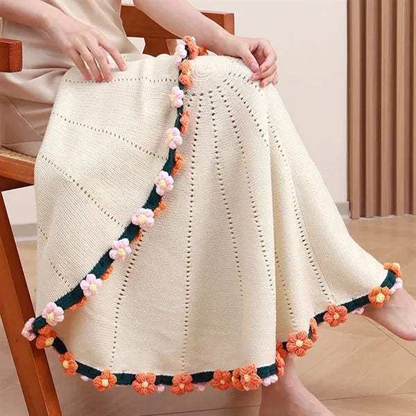 Round Crocheted Rose Bouquet Blanket