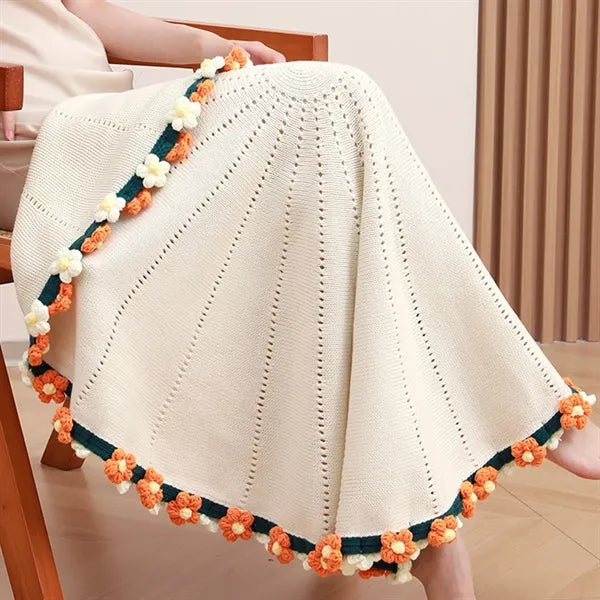 Round Crocheted Rose Bouquet Blanket