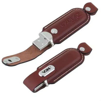 Leather USB Drive with Snap fastener and keyloop