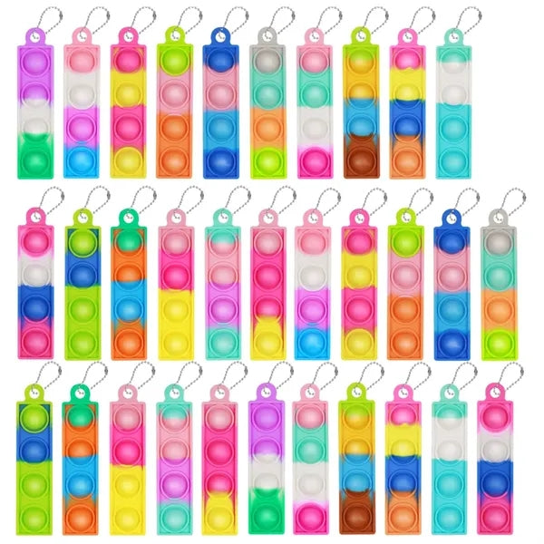 Rainbow Silicone Pop It Fidget Keychain Toy