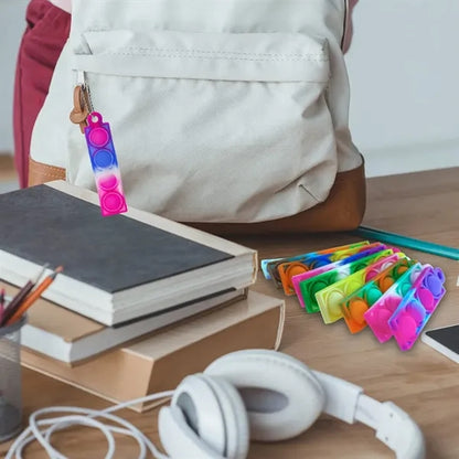 Rainbow Silicone Pop It Fidget Keychain Toy