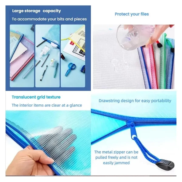 A5 Zippered Mesh Document Bags