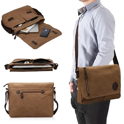 Canvas Messenger Bag with Adjustable Strap