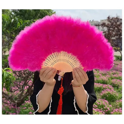 Folding Feather Flapper Hand Fan