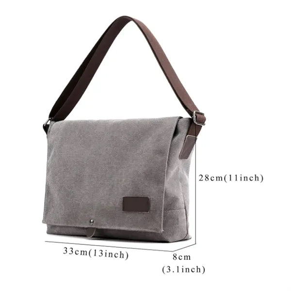 Canvas Messenger Bag with Adjustable Strap
