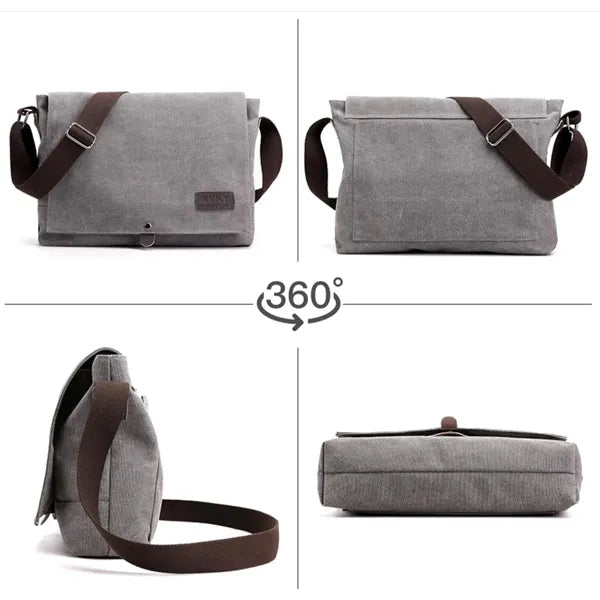 Canvas Messenger Bag with Adjustable Strap