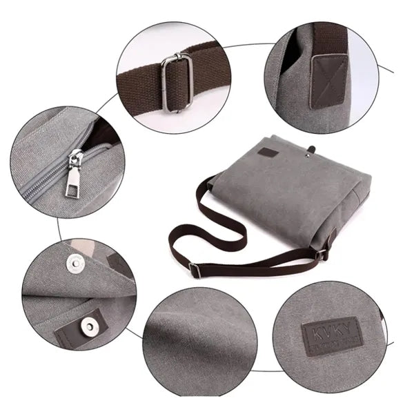 Canvas Messenger Bag with Adjustable Strap