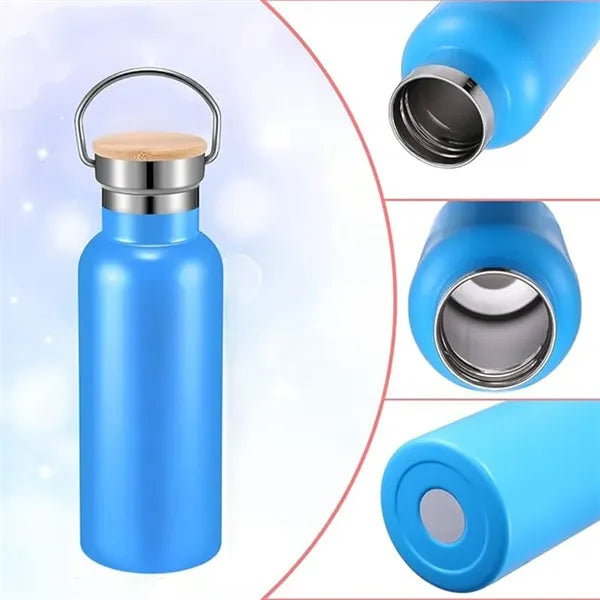 25oz Double Wall Sports Bottle with Wood Lid & Handle