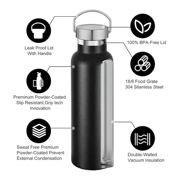 20oz Double Wall Sports Bottle with Handle & Lid