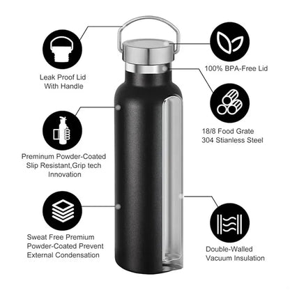 20oz Double Wall Sports Bottle with Handle & Lid