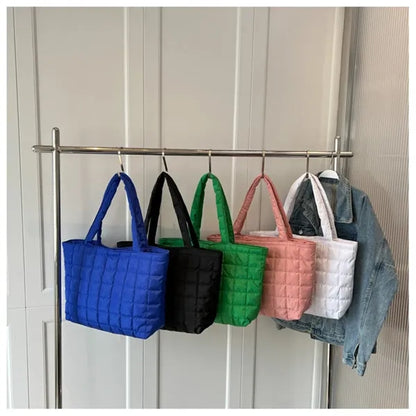 Women Padded Handbag Quilted Tote Shoulder Bag For Daily
