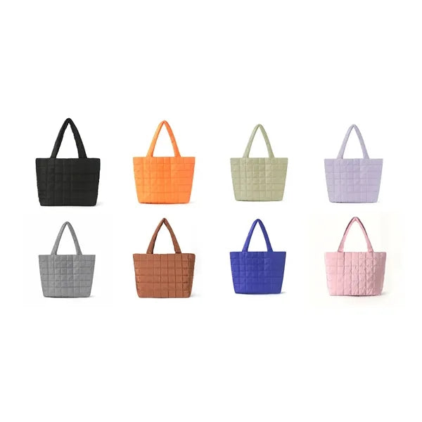 Women Padded Handbag Quilted Tote Shoulder Bag For Daily