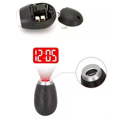 Portable LED Projection Clock Keychain with Time Display