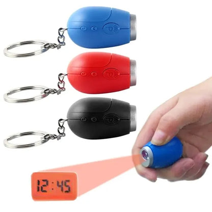 Portable LED Projection Clock Keychain with Time Display