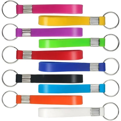 Solid Color Personalized Custom Rubber Wristband Keychain