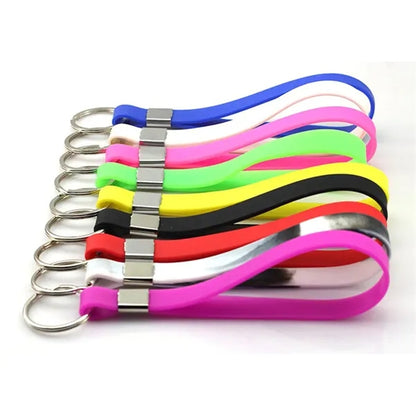 Solid Color Personalized Custom Rubber Wristband Keychain