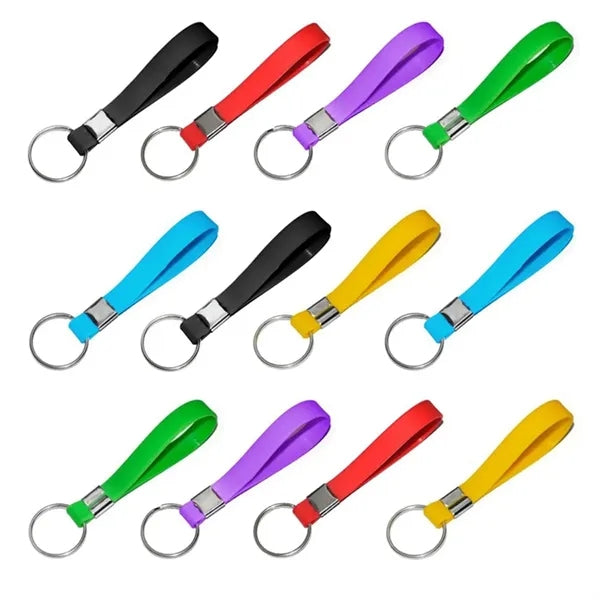 Solid Color Personalized Custom Rubber Wristband Keychain