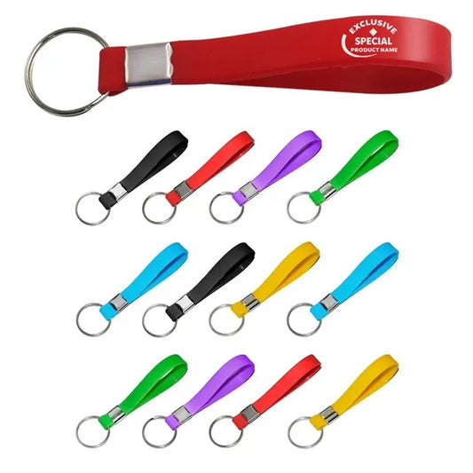 Solid Color Personalized Custom Rubber Wristband Keychain