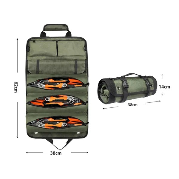 Roll Up Tool Organizer Bag with Multiple Pockets
